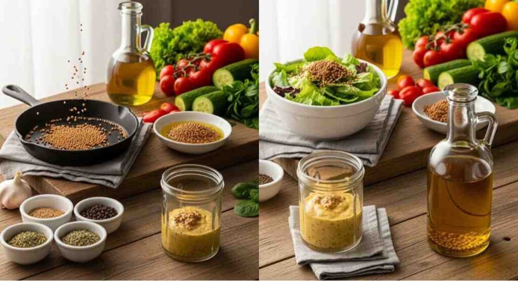 Various creative and healthy ways of how to eat mustard seeds — including toasting, tempering, pickling, and blending into condiments for flavor and digestive benefits.