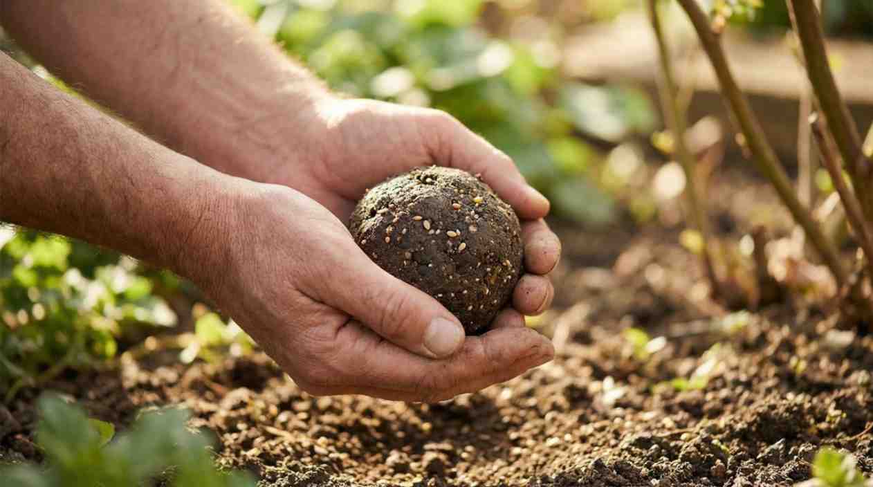 How to Make a Seed Ball using clay soil, compost, and seeds for natural planting.