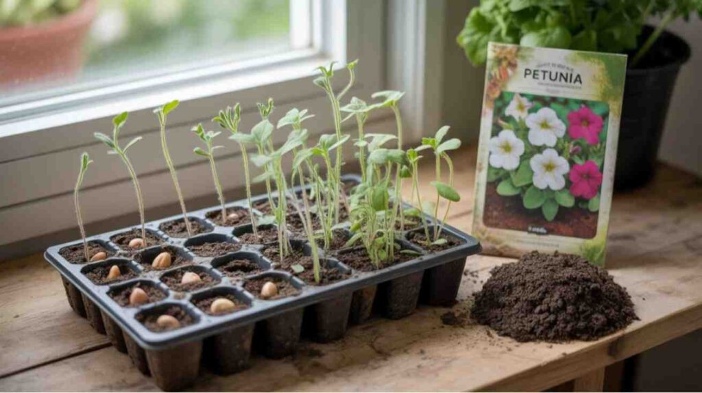 How Hard Is It to Grow Petunius From Seed showing common mistakes like buried seeds, excess water, low light, and heavy soil.
