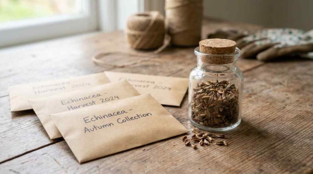 How to Collect Seeds From Echinacea and store them safely using paper envelopes and dry containers for long-term viability.