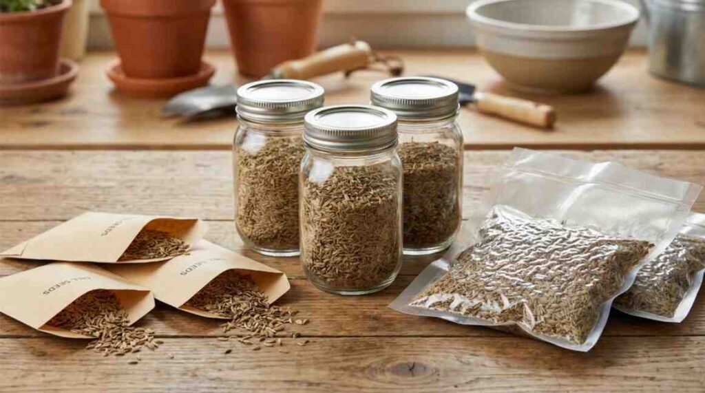 How to Preserve Dill Seeds using paper envelopes, glass jars, and airtight containers for long-term storage
