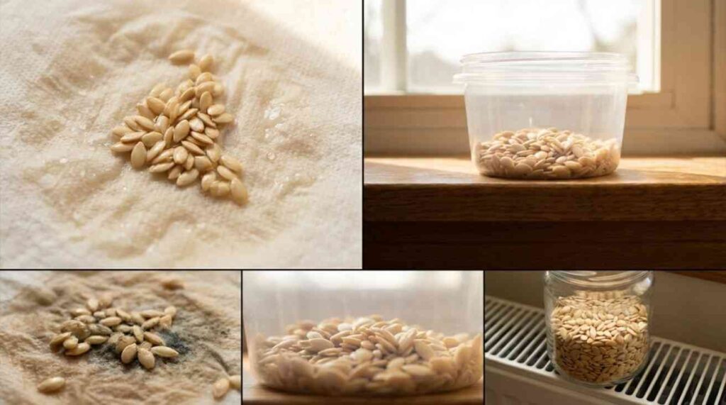 How to Save Cantaloupe Seeds by avoiding moisture, light exposure, and warm storage conditions.