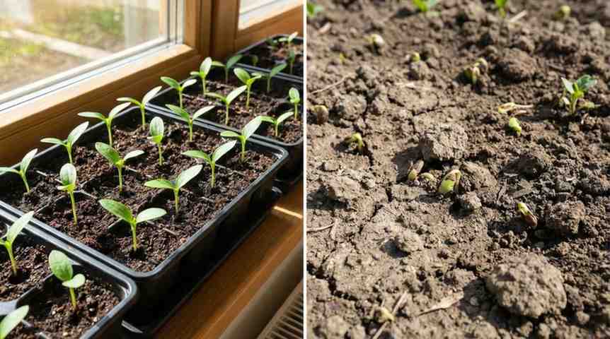 How Long Do Eggplant Seeds Take to Germinate comparison between indoor controlled germination and outdoor soil conditions.