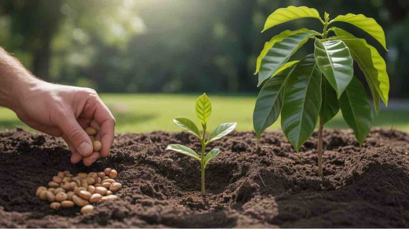 How to grow a kentucky coffee tree from seed showing planting seedlings and early tree growth in garden.